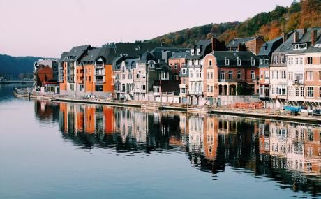 colorful buildings along riverfront