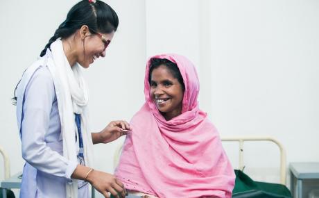 woman getting medical care