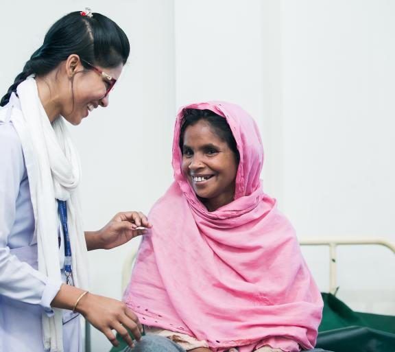 woman getting medical care