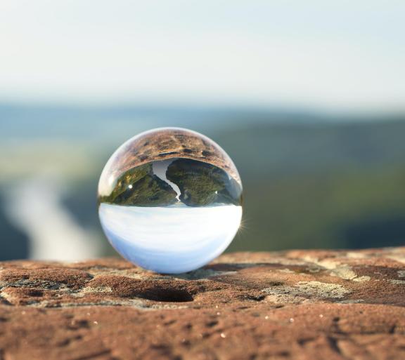 crystal ball on a ledge