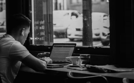 person working on laptop