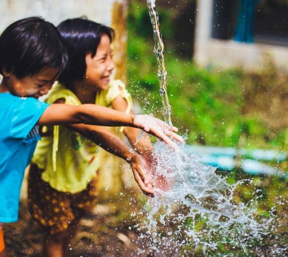 kids playing in water