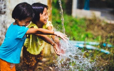 kids playing in water