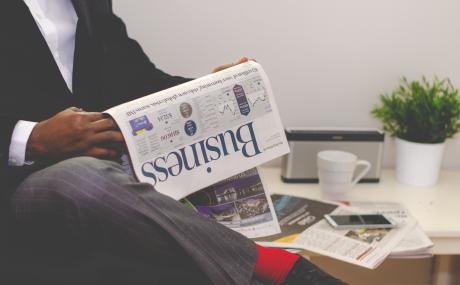 Business man with newspaper