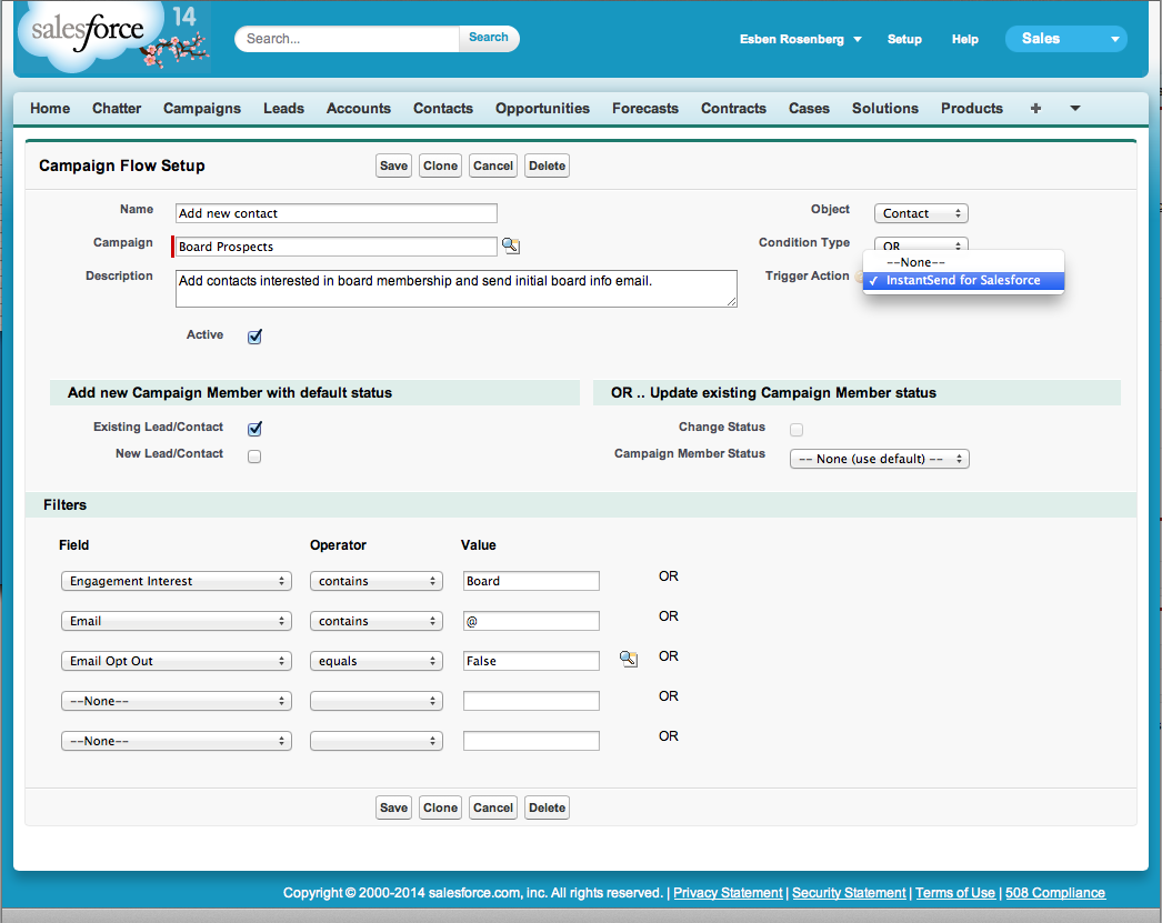 CampaignFlow setup Salesforce